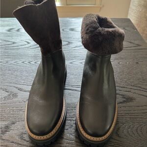 Black Leather Fur-Lined Boots